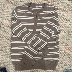 Primark Brown and White Striped Cardigan